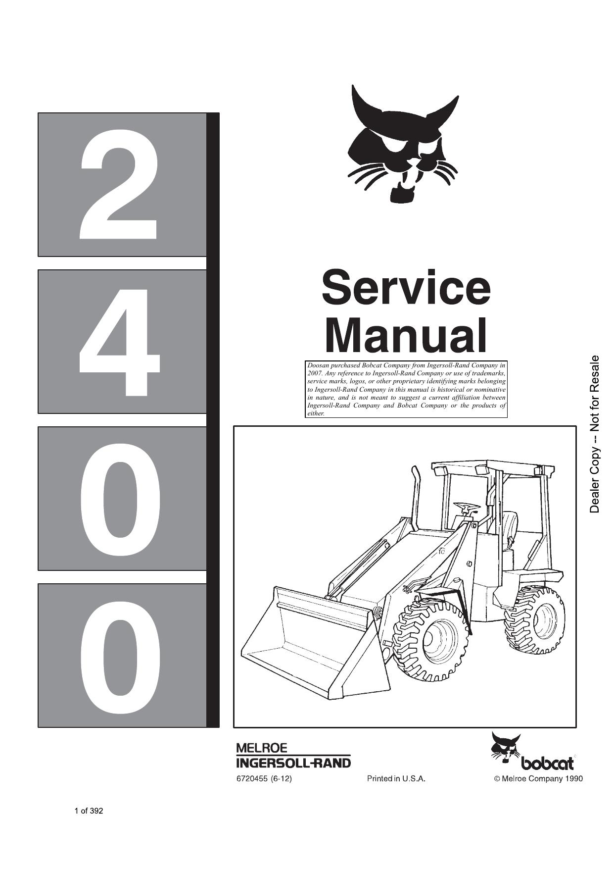 2400 Loader Service Manual Bobcat